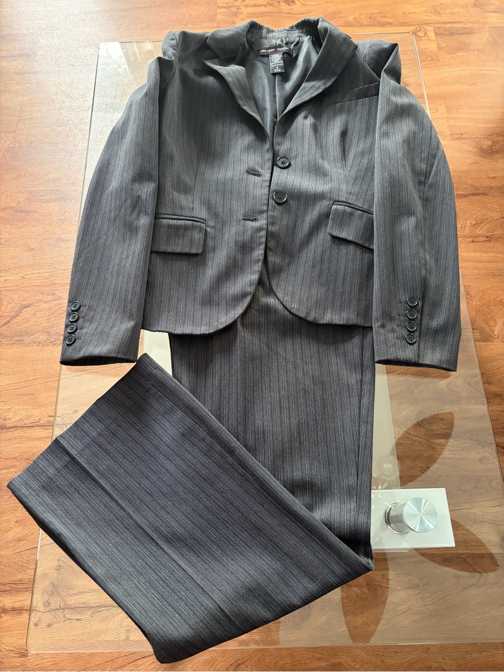 New York & Company Women's Gray Pinstripe Suit Jacket and Pants